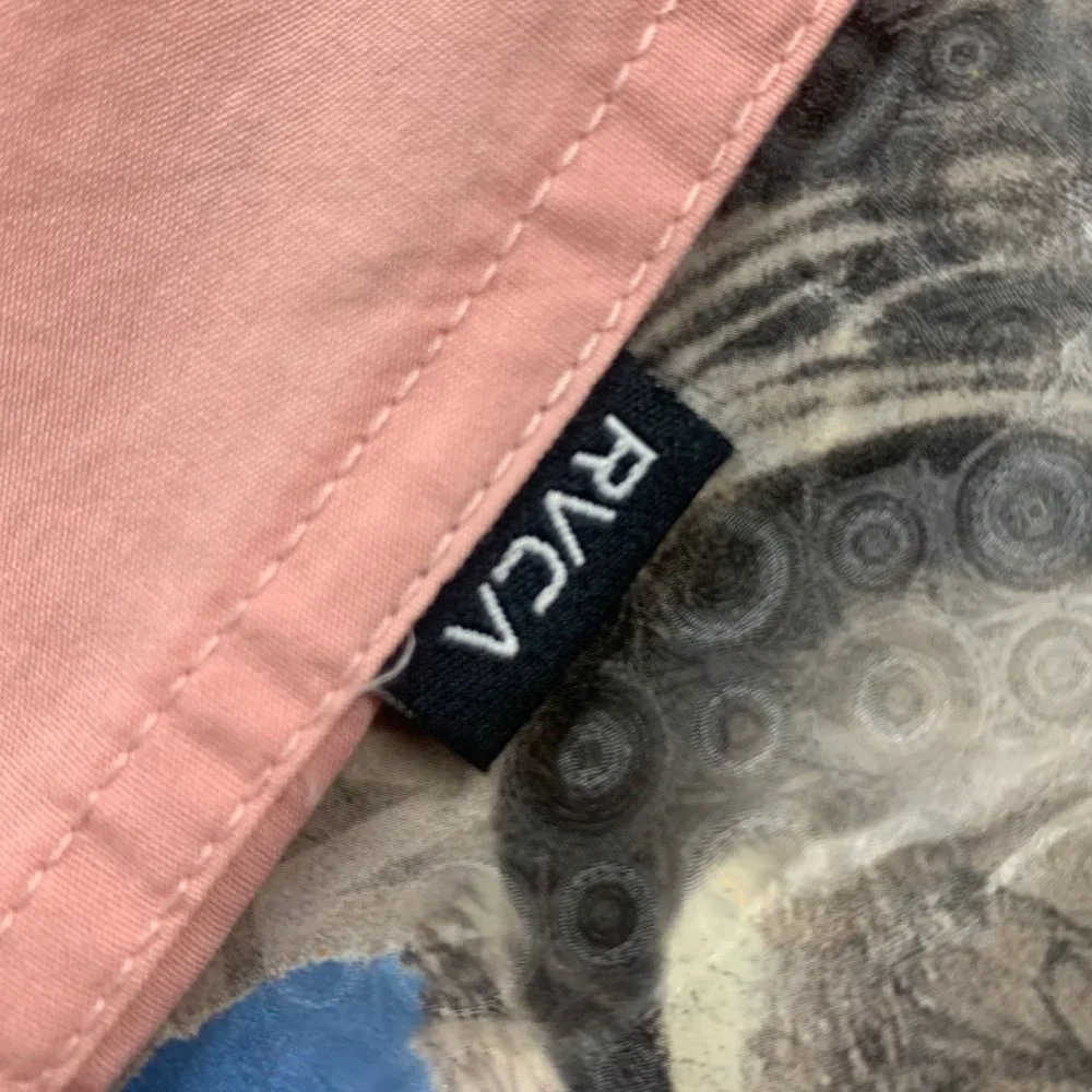 RVCA Men Short Sleeve Button Johanna Gestures Pink New With Tags - Picture 9 of 13